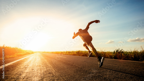 Fotografía Athlete runner feet running on road