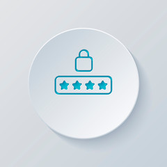 Poster - Pin code and lock. Simple icon. Cut circle with gray and blue la