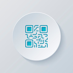 Poster - qr code. technology icon. cut circle with gray and blue layers.
