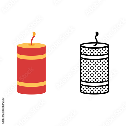 Fotografija Firecracker icon set, pyrotechnics symbol, vector illustration