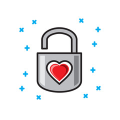 Poster - Valentines day love lock icon on white background for graphic and web design, Modern simple vector sign. Internet concept. Trendy symbol for website design web button or mobile