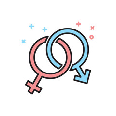 Poster - Gender signs icon on white background for graphic and web design, Modern simple vector sign. Internet concept. Trendy symbol for website design web button or mobile
