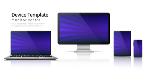 Aufkleber - Realistic devices. Computer laptop tablet phone mockup, smartphone screen mobile gadget display. Monitor vector device template