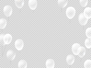 Poster - Flying white balloons on transparent background
