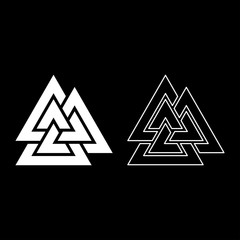 Wall Mural - Valknut sign symblol icon set white color illustration flat style simple image