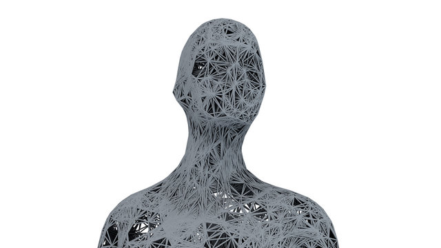 3d render Human figure made with lines