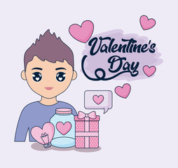 Sticker - valentines day card with cute boy