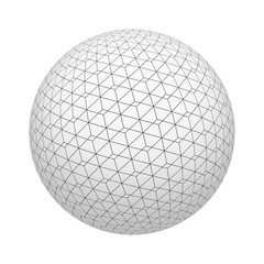 Poster - Wireframe triangle of sphere or ball, geometric shape with grid lines isolated on white background. mock up design. 3d abstract illustration