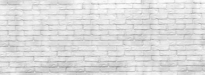 Poster - Black and white old brick wall, panoramic background. Office design, backdrop