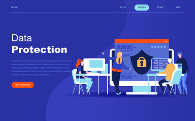 Modern flat design concept of Data Protection for website and mobile website development. Landing page template. Credit card check and software access data as confidential. Vector illustration.