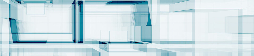 Wall Mural - Abstract blue architecture 3d rendering