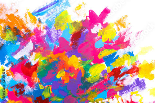 Cuadros en Lienzo Hand painted colourful overlapping brushstrokes with thick texture on white back