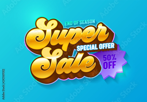 Super Sale Special Offer 3d Golden Typography Banner Shop Promotion Off Price Gold Gradient Poster Design For Casino Or Gambling Digital Advertising Bright Badge Layout Vector Illustration Buy This Stock Vector