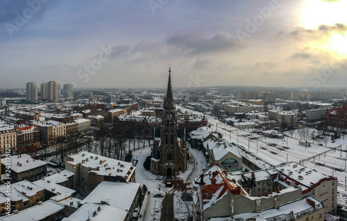 Foto Church of the Immaculate Conception of the Blessed Virgin Mary in Katowice at sunset