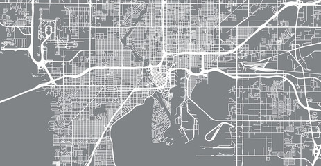 Poster - Urban vector city map of Tampa, Florida, United States of America