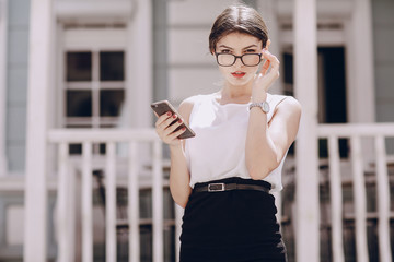 Wall Mural - beautiful brunette with glasses