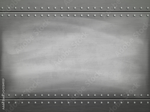 Fotografía Metal polished plate with scratches. Vector background.
