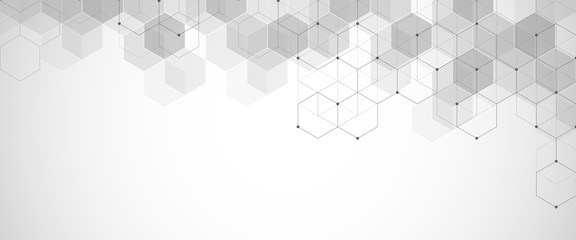 Hexagons pattern. Geometric abstract background with simple hexagonal elements. Medical, technology or science design.