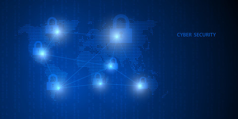 Poster - Future cyber technology web services for business and internet project. Cyber security and information or network protection.Vector illustration