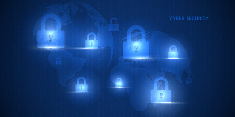Poster - Future cyber technology web services for business and internet project. Cyber security and information or network protection.Vector illustration