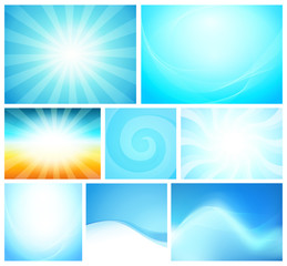 Wall Mural - set of abstract background blue color - shiny vector illustrations with modern style different style