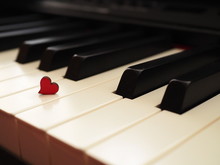 White Black Piano With Red Heart