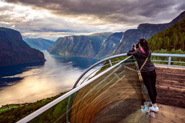 Wall Mural - Nature photographer. Stegastein Lookout.