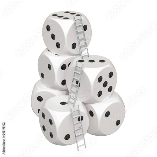 фотография Gambling Success concept. Stairs with casino dice. 3D rendering