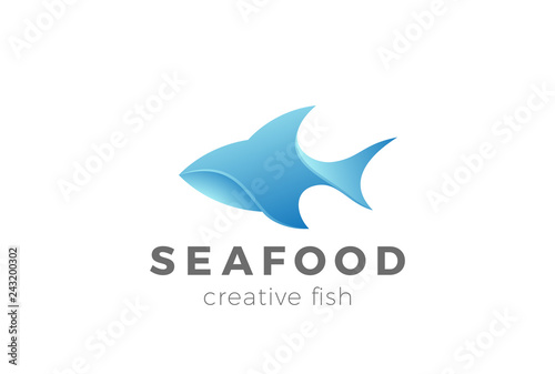 Fish Logo Shark 3d Design Vector Seafood Restaurant Store Icon
