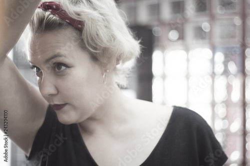 Portrait Of Blonde Woman With Short Hair And Pinup Style Buy