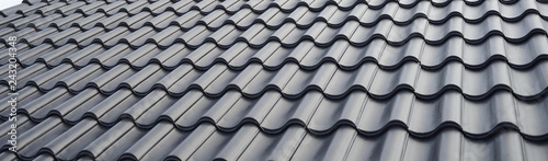 Dachdecker Handwerk Logo für Ziegeldach Haus. Dachdecken mit Dachziegel Textur Web Banner
