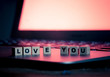 © SB Arts Media - Close up of laptop and love message in stay connected, online dating or shopping for Valentines day