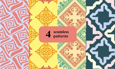 Fototapete - Set of vintage, seamless wallpapers.