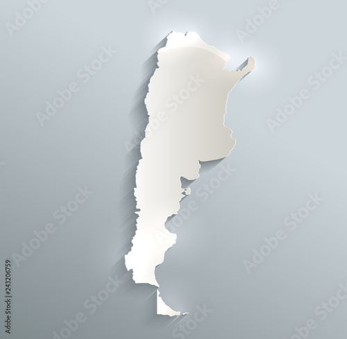 Fotografía Argentina map blue white card paper 3D raster