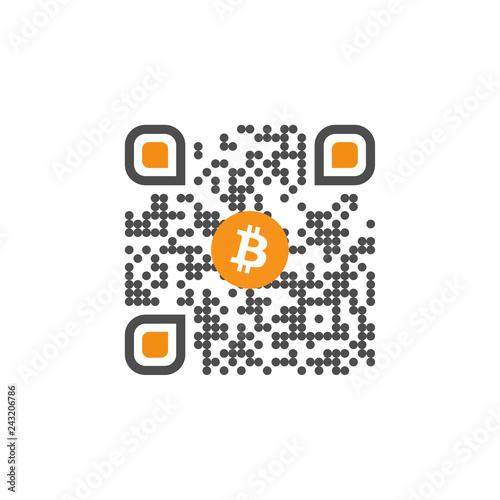 Qr Code With Bitcoin Sign Symbol For Internet Cashless Money Crypto - 