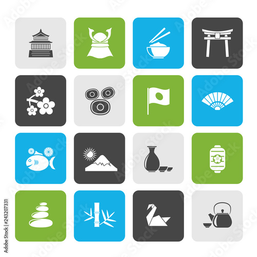 Fotografía Typical Japan culture icons - vector icon set