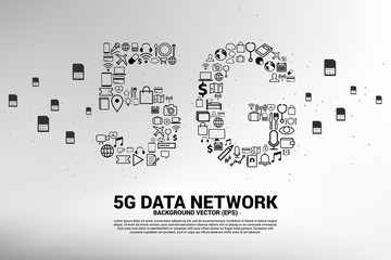 Poster - 5G Data technology from online function icon. Concept for mobile telecommunication global network.