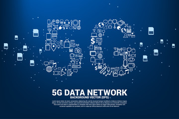 Poster - 5G Data technology from online function icon. Concept for mobile telecommunication global network.