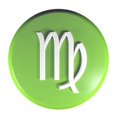 Poster - ZODIAC VIRGO ICON green circle push button  - 3D rendering illustration