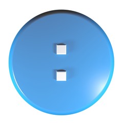 Poster - Blue circle push button with the sign : for the division operation - 3D rendering illustration