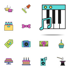 Poster - piano keys colored icon. birthday icons universal set for web and mobile