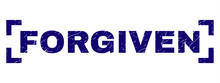 FORGIVEN Label Seal Print With Corroded Texture. Text Caption Is Placed Inside Corners. Blue Vector Rubber Print Of FORGIVEN With Corroded Texture.