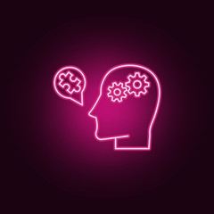 Poster - mechanical brain human icon. elements of artifical in neon style icons. simple icon for websites, we