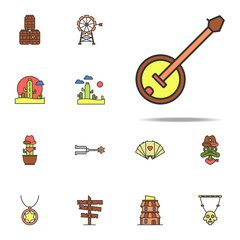 banjo colored icon. Wild West icons universal set for web and mobile