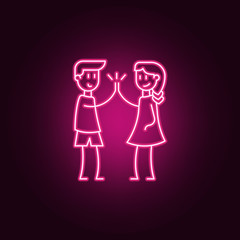 Poster - happy friends icon. elements of friendship in neon style icons. simple icon for websites, web design