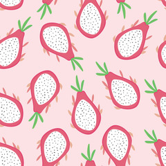 Wall Mural - dragon fruit seamless pattern design