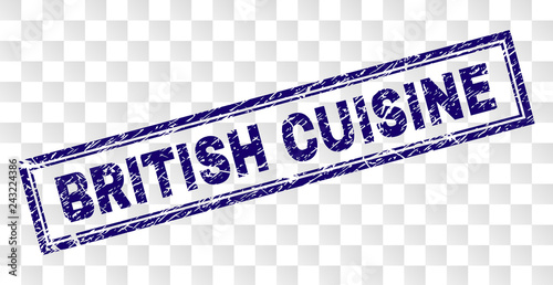 Fotografía BRITISH CUISINE stamp seal watermark with rubber print style and double framed rectangle shape