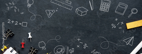 Cuadros en Lienzo Back to school education banner background