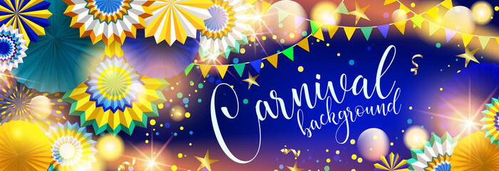 Bright carnaval background with paper fans