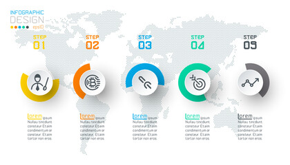 Wall Mural - Circle label infographic with step by steps.